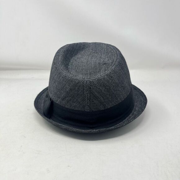 Stetson Fedora Hat Herringbone Pattern Ribboned Charcoal Gray Mens Small/Medium - Picture 5 of 7
